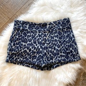 Alice + Olivia Blue Leopard Print Woven Shorts Size 0